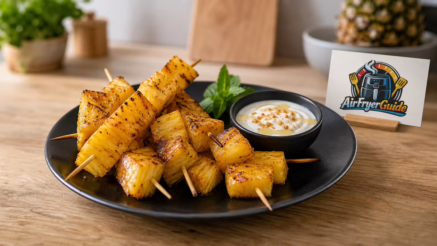 Ananas-Spieße im Airfryer - Serviervorschlag