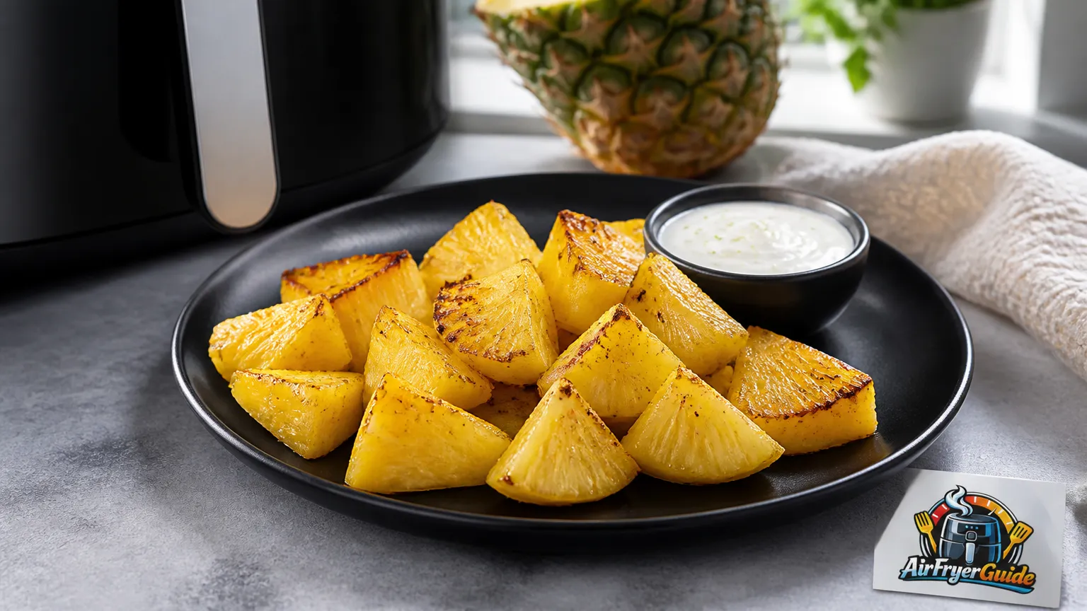 Ananasstücke im Airfryer