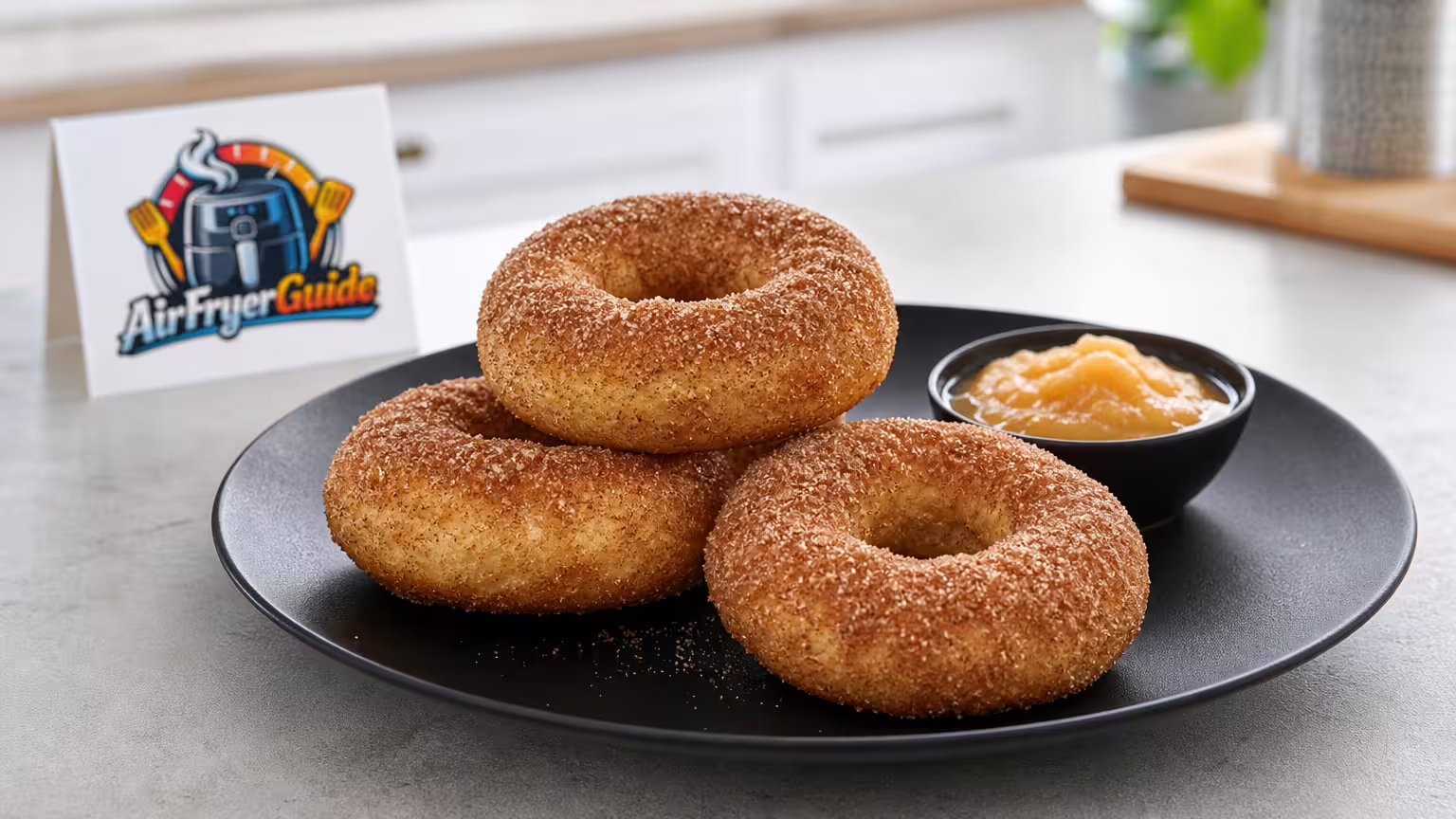 Apfel-Zimt Donuts im Airfryer - Serviervorschlag