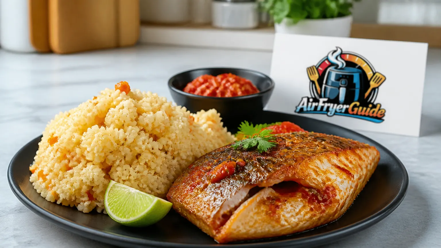 Attiéké mit Fisch im Airfryer