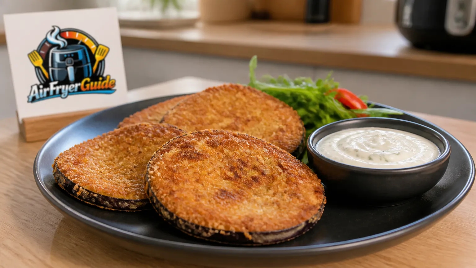 Auberginen Schnitzel im Airfryer