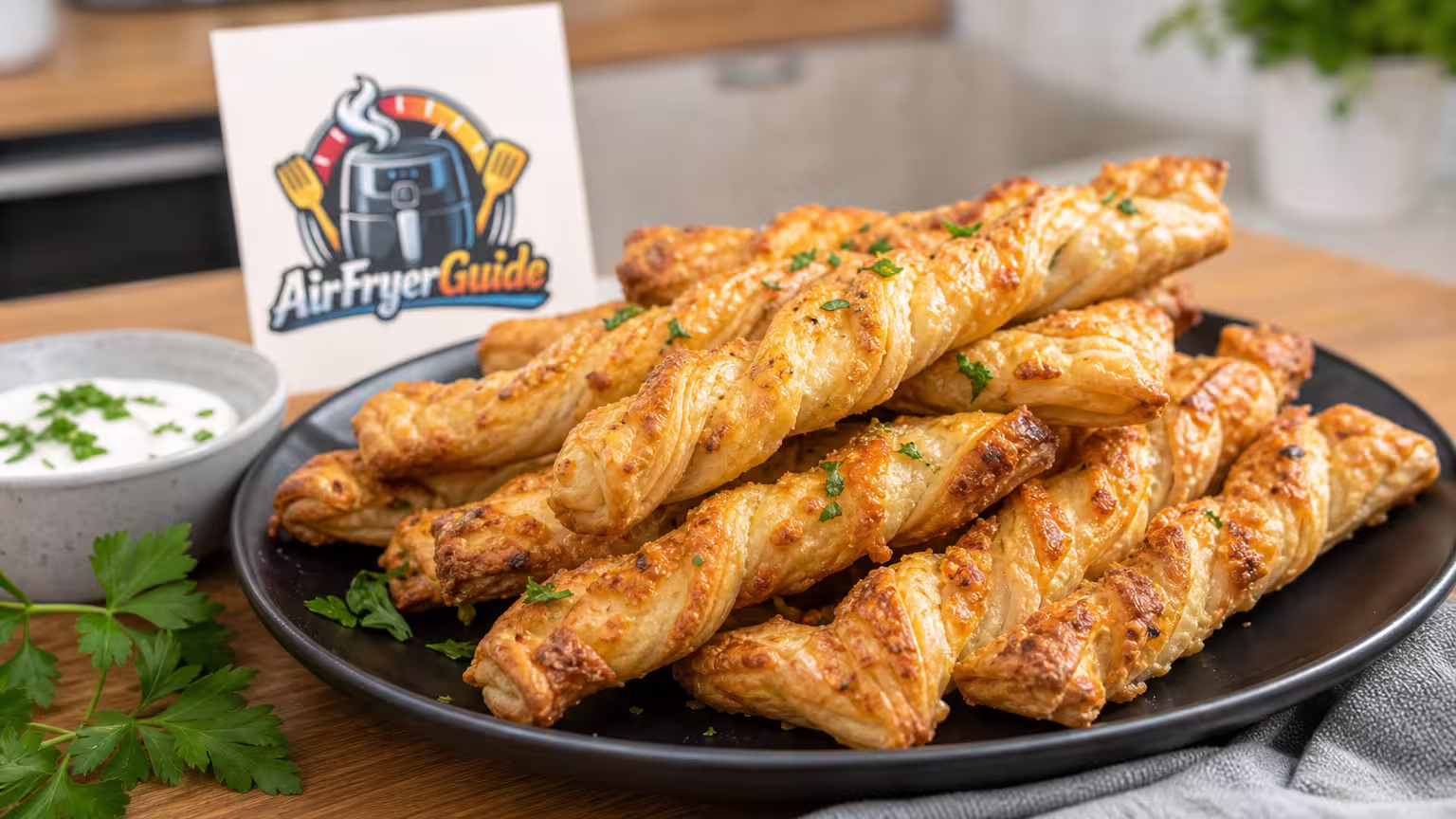 Blätterteigstangen im Airfryer - Serviervorschlag