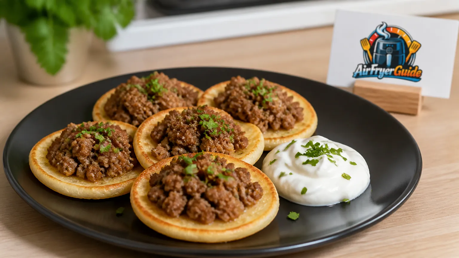 Blinys mit Hackfleisch (TK) im Airfryer