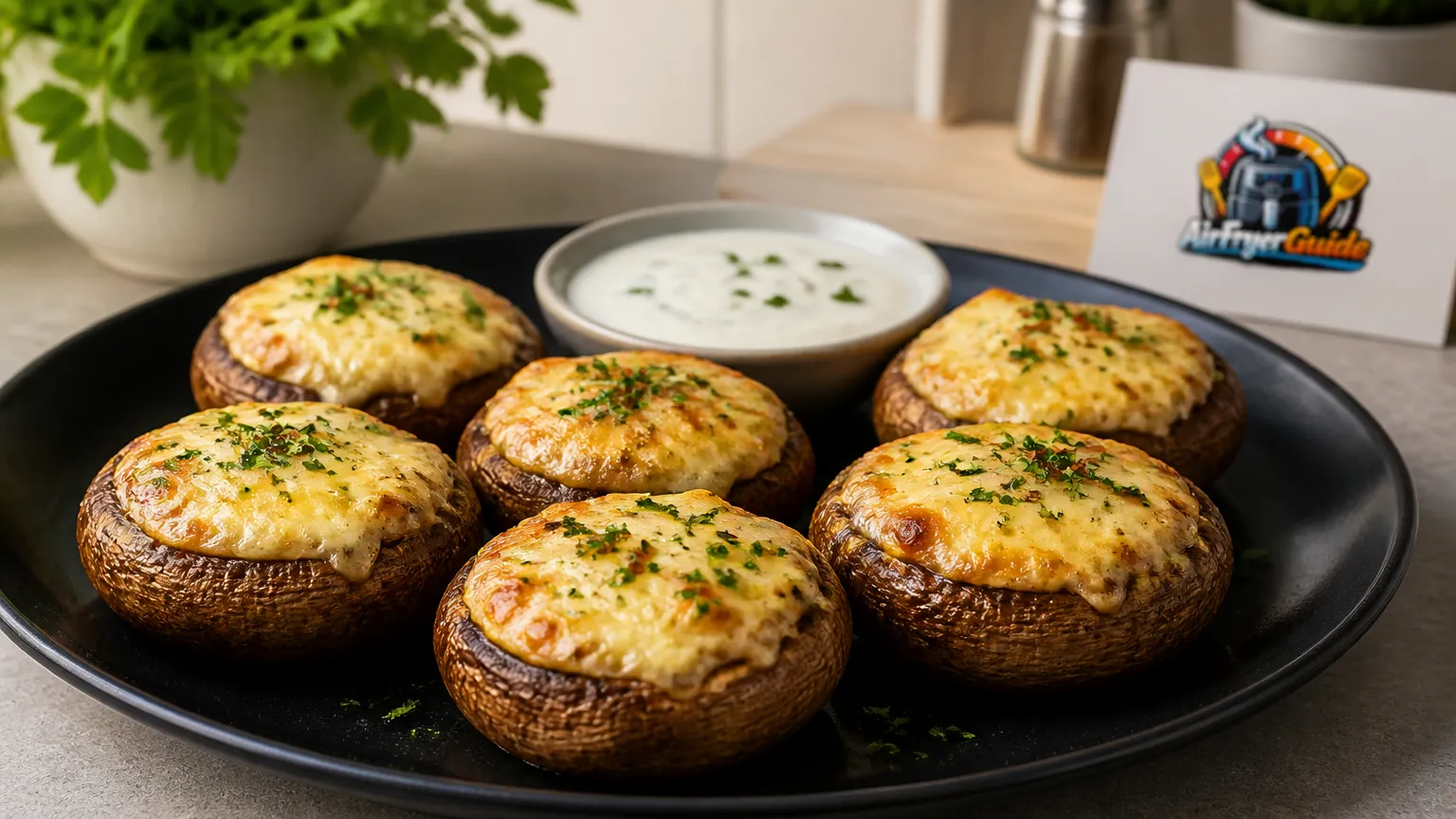 Champignons mit Käse überbacken im Airfryer