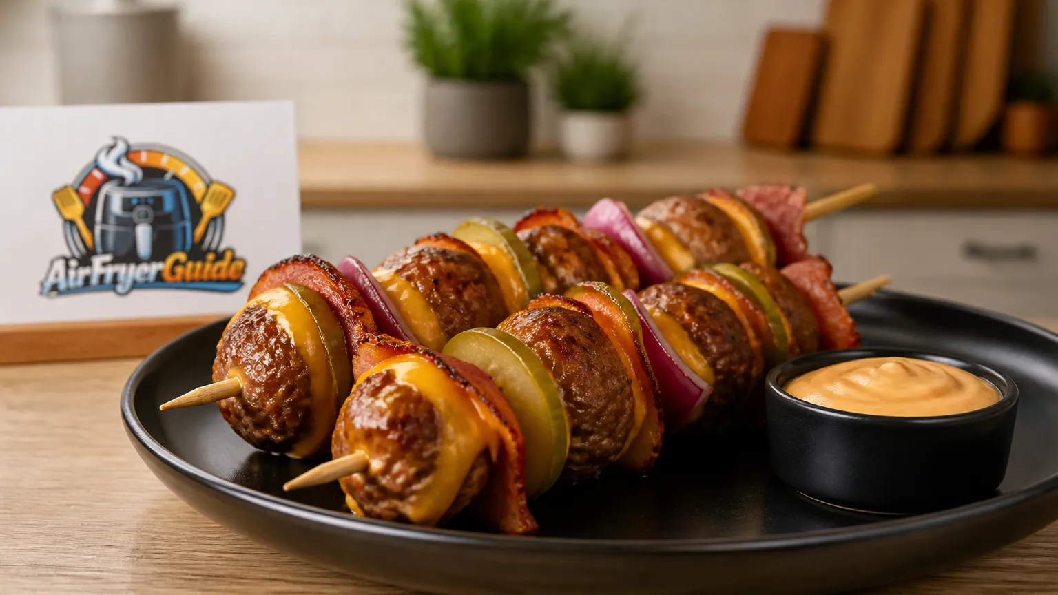 Cheeseburger Spieße im Airfryer