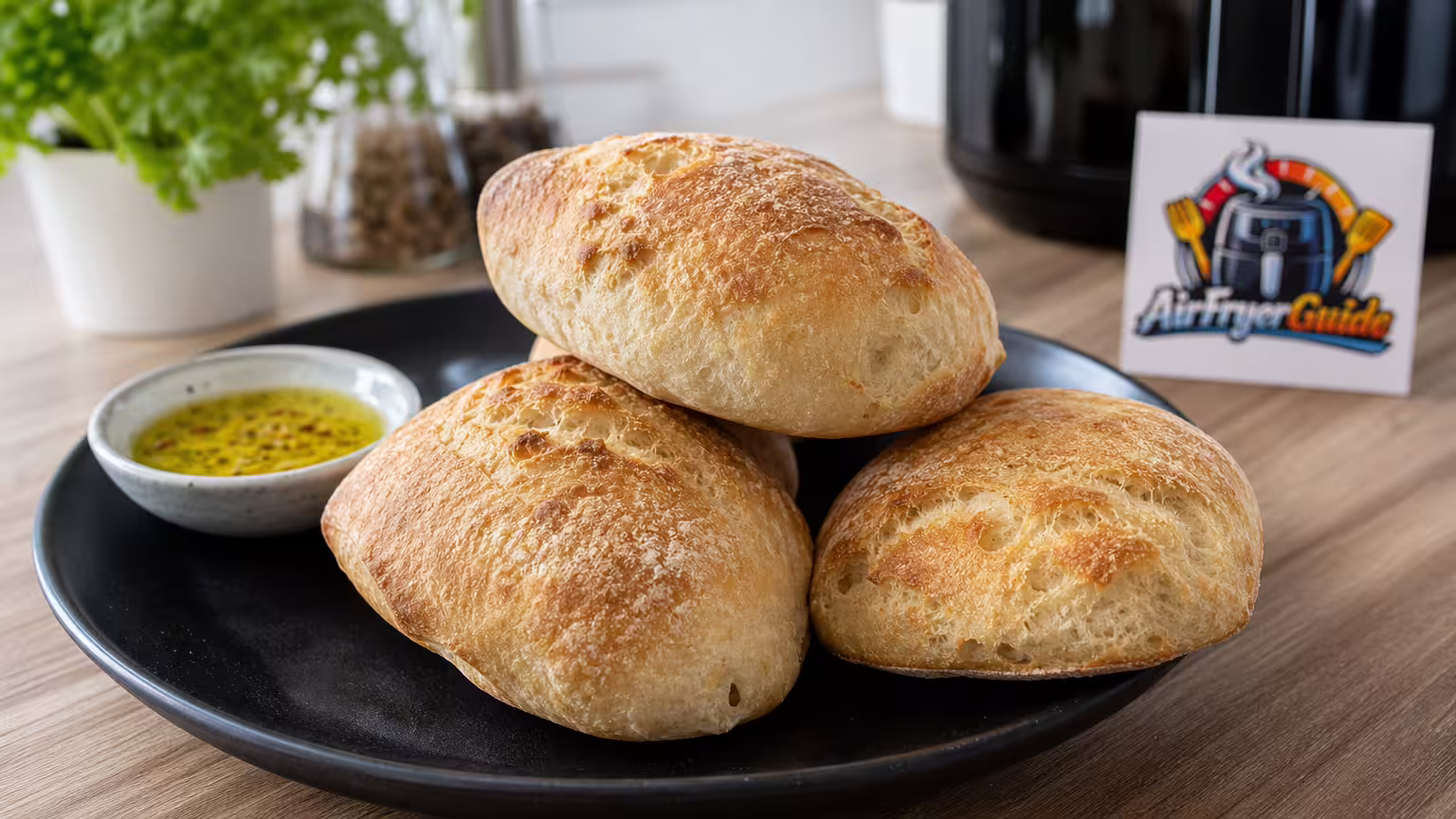 Ciabattabrötchen im Airfryer - Serviervorschlag