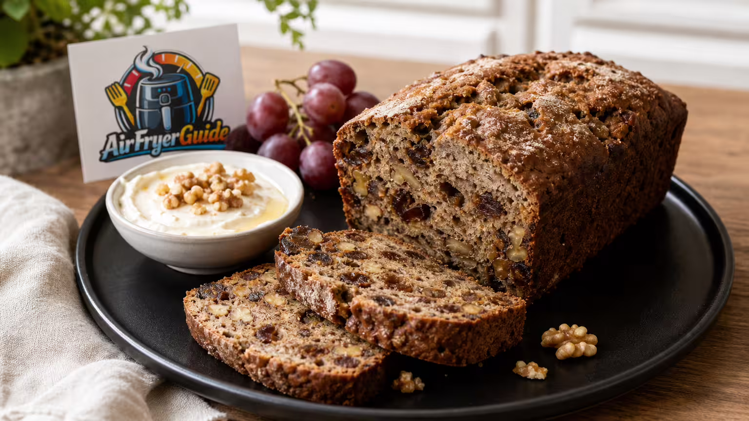 Dattel-Walnuss-Brot im Airfryer - Serviervorschlag