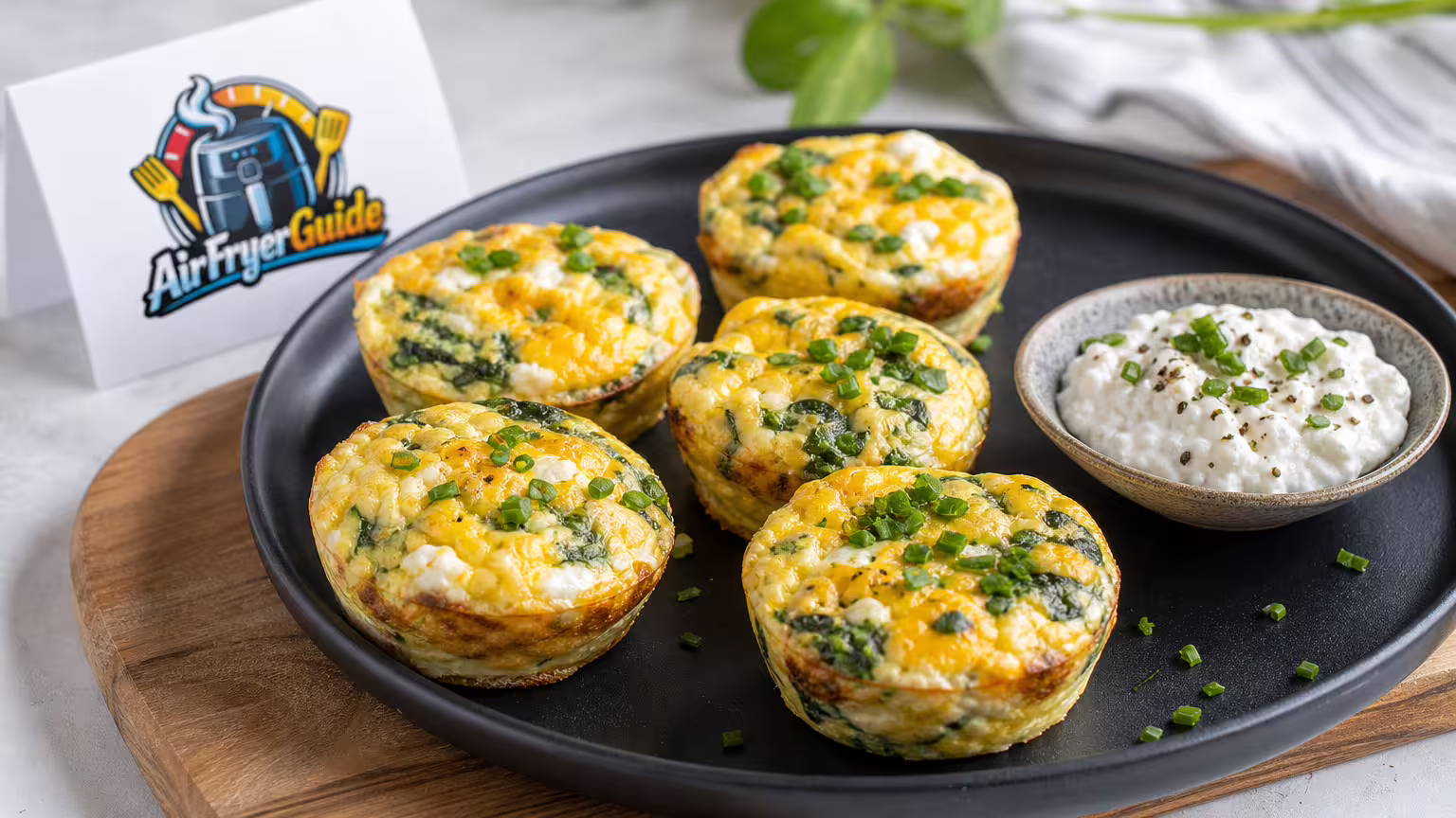 Eiermuffins mit Hüttenkäse im Airfryer - Serviervorschlag
