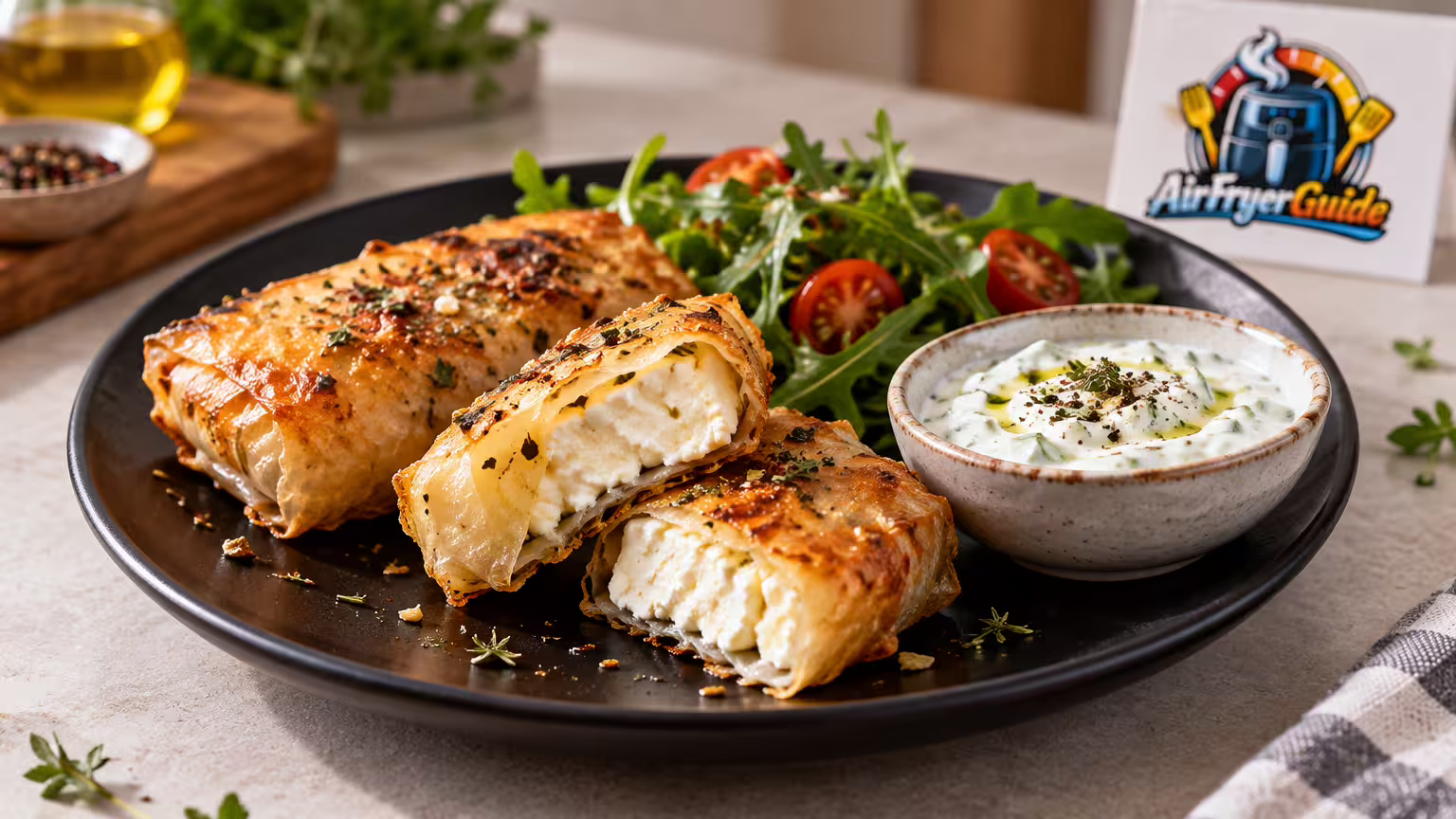 Feta in Reispapier im Airfryer