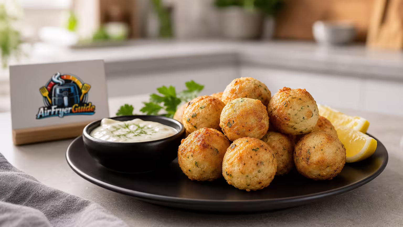 Fischbällchen im Airfryer - Serviervorschlag