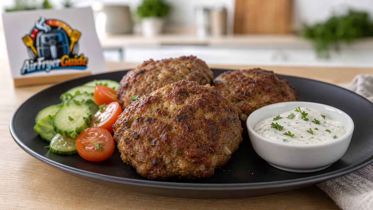 Fleischlaibchen im Airfryer - Serviervorschlag