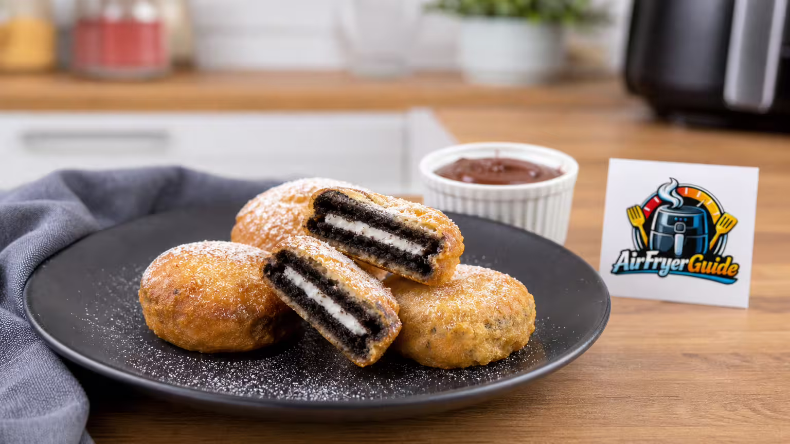 Fried Oreos im Airfryer - Serviervorschlag