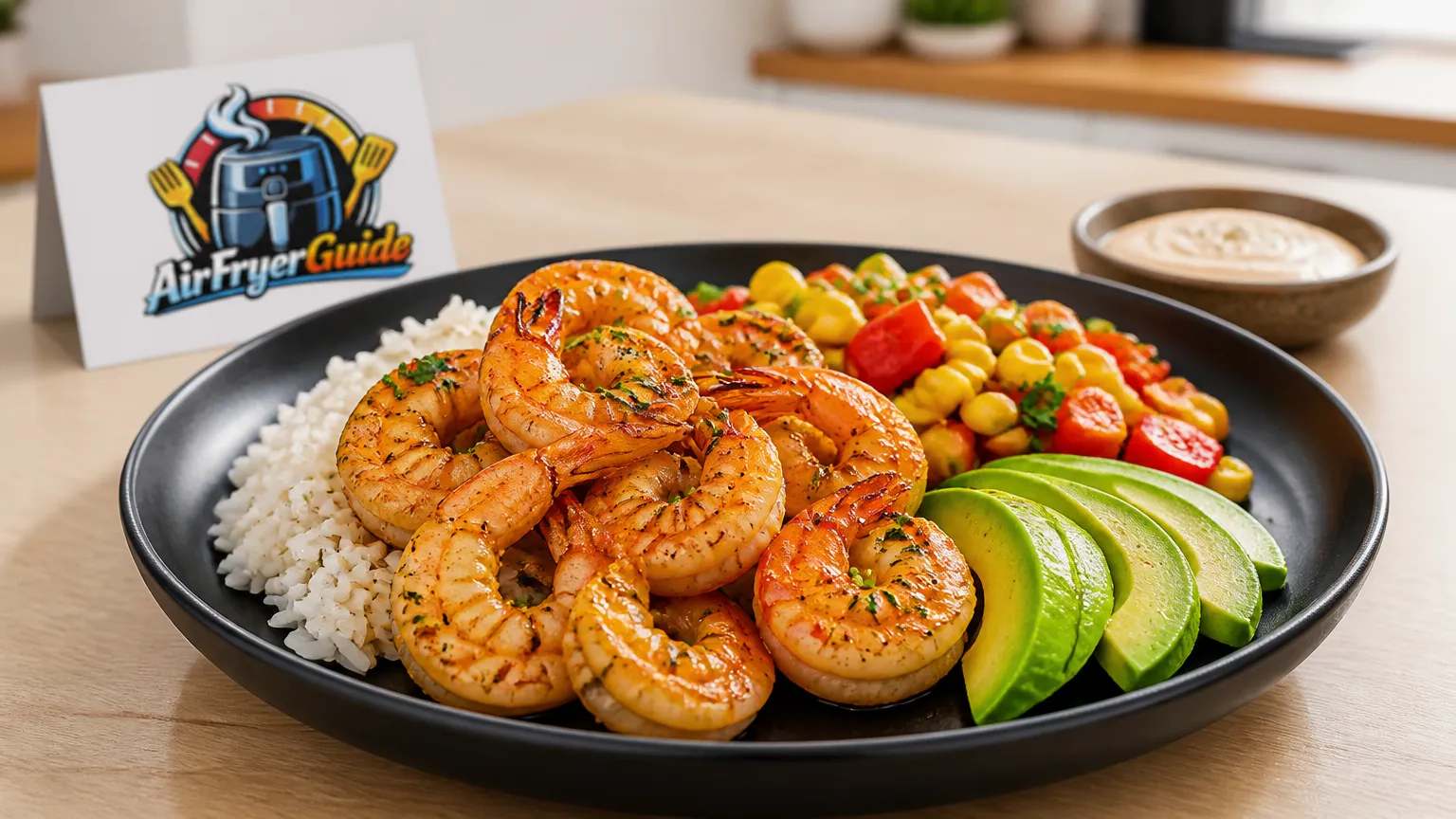 Garnelen Reis Bowl im Airfryer