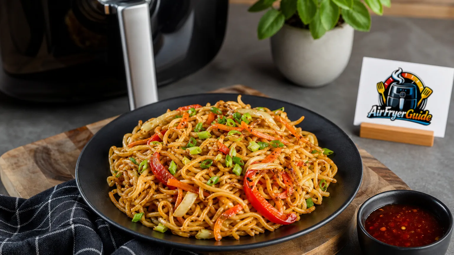 Gebratene Nudeln im Airfryer