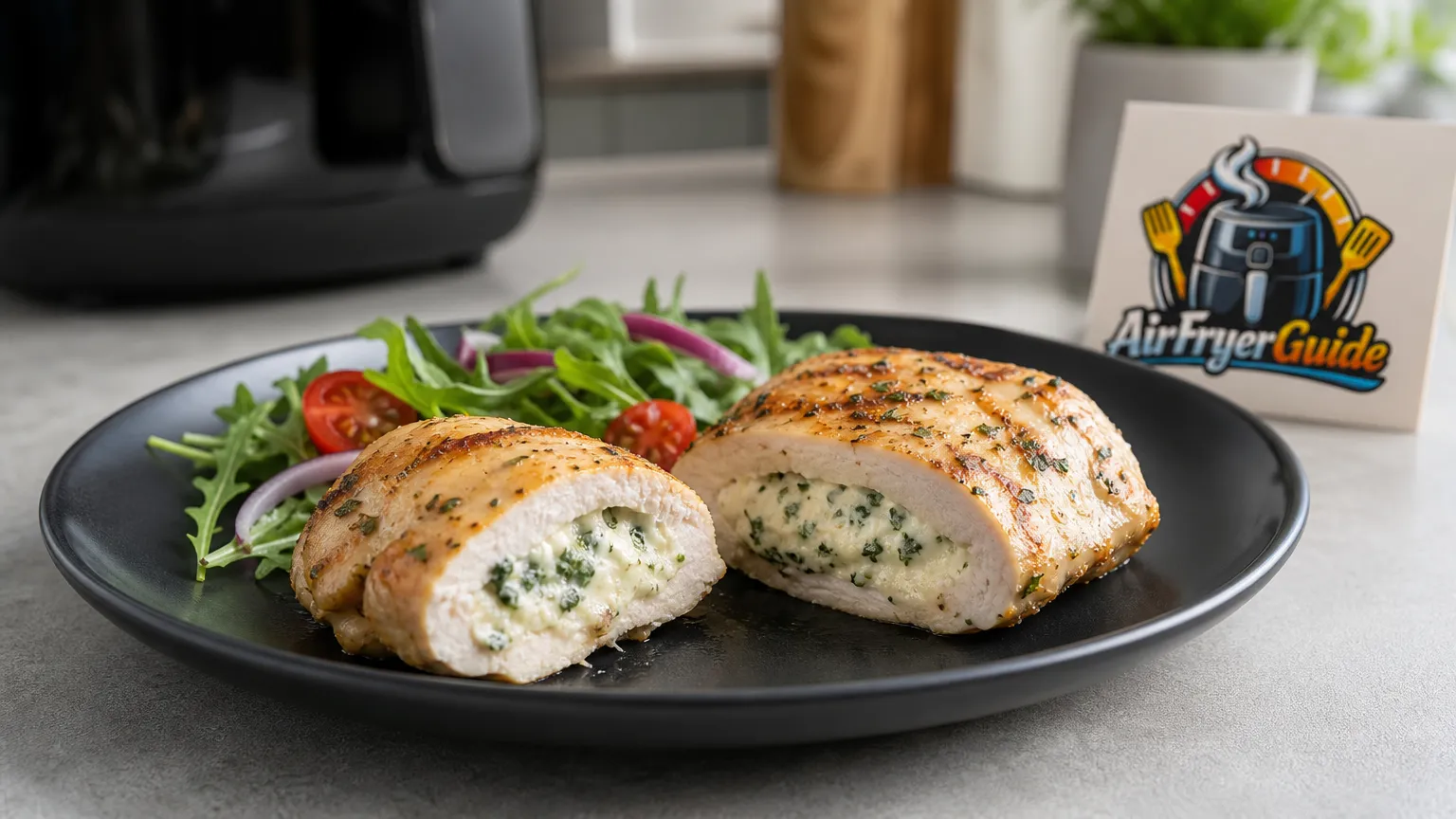 Gefüllte Hähnchenbrust (Frischkäse) im Airfryer