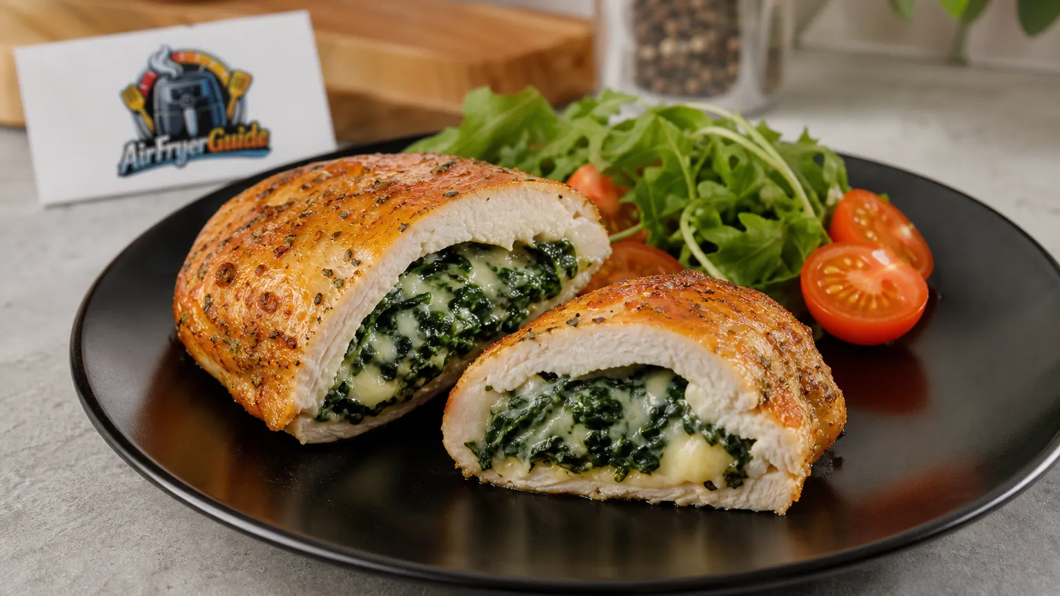 Gefüllte Hähnchenbrust (Spinat & Käse) im Airfryer