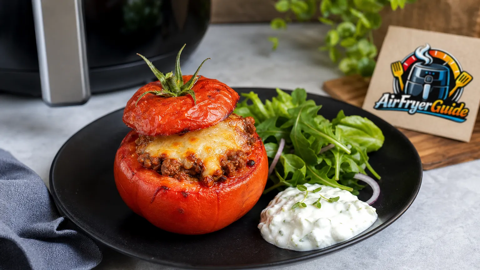Gefüllte Tomate mit Hackfleisch im Airfryer