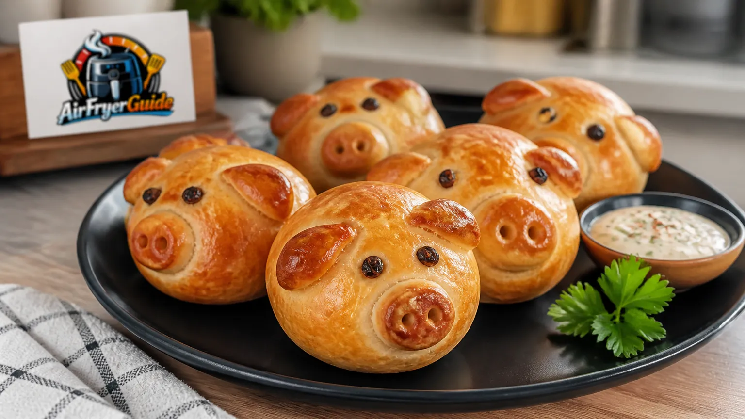 Glücksschweinchen aus Hefeteig im Airfryer