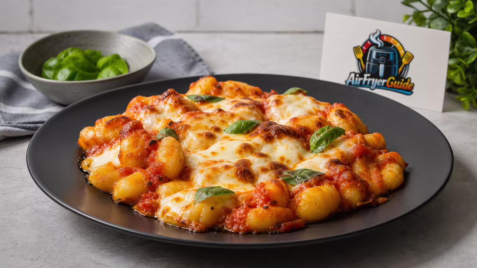 Gnocchi alla Sorrentina im Airfryer - Serviervorschlag