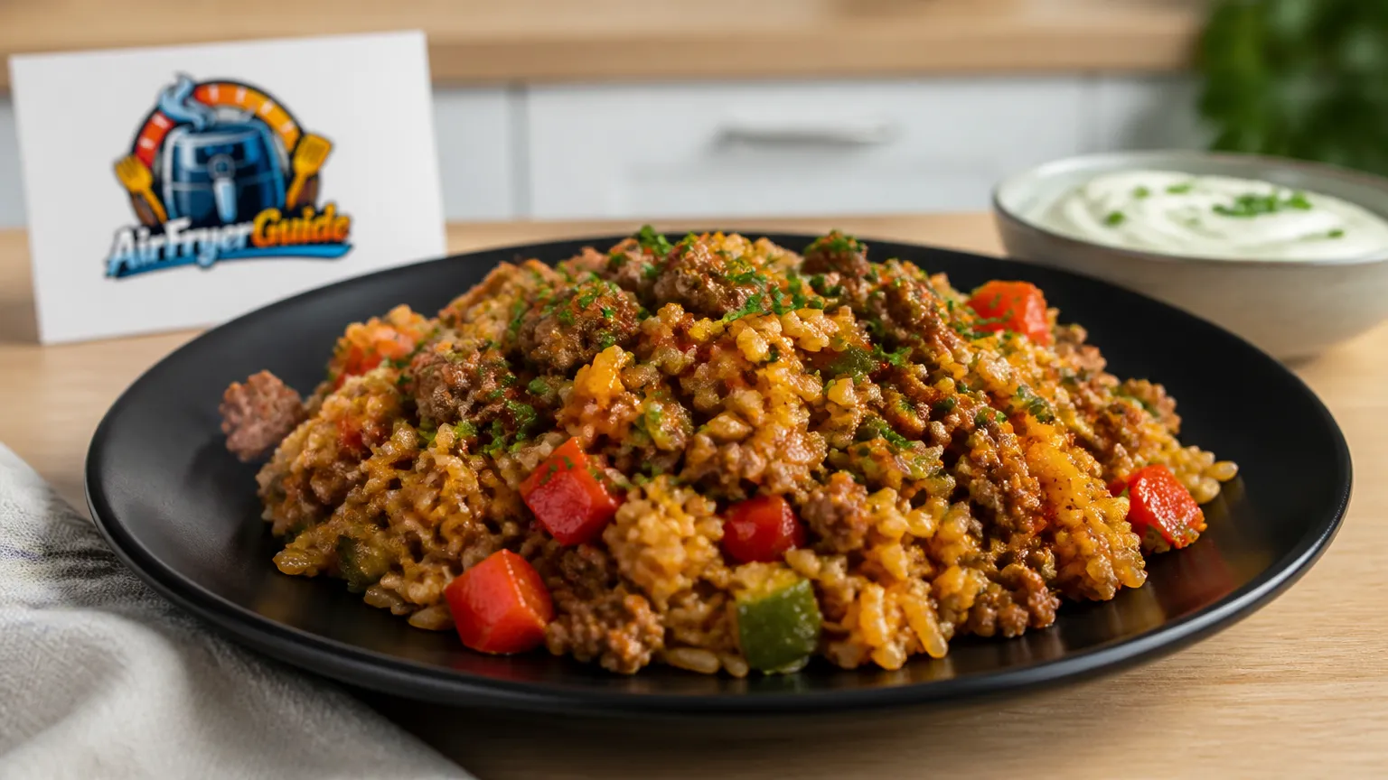 Hackfleisch Reis Pfanne im Airfryer