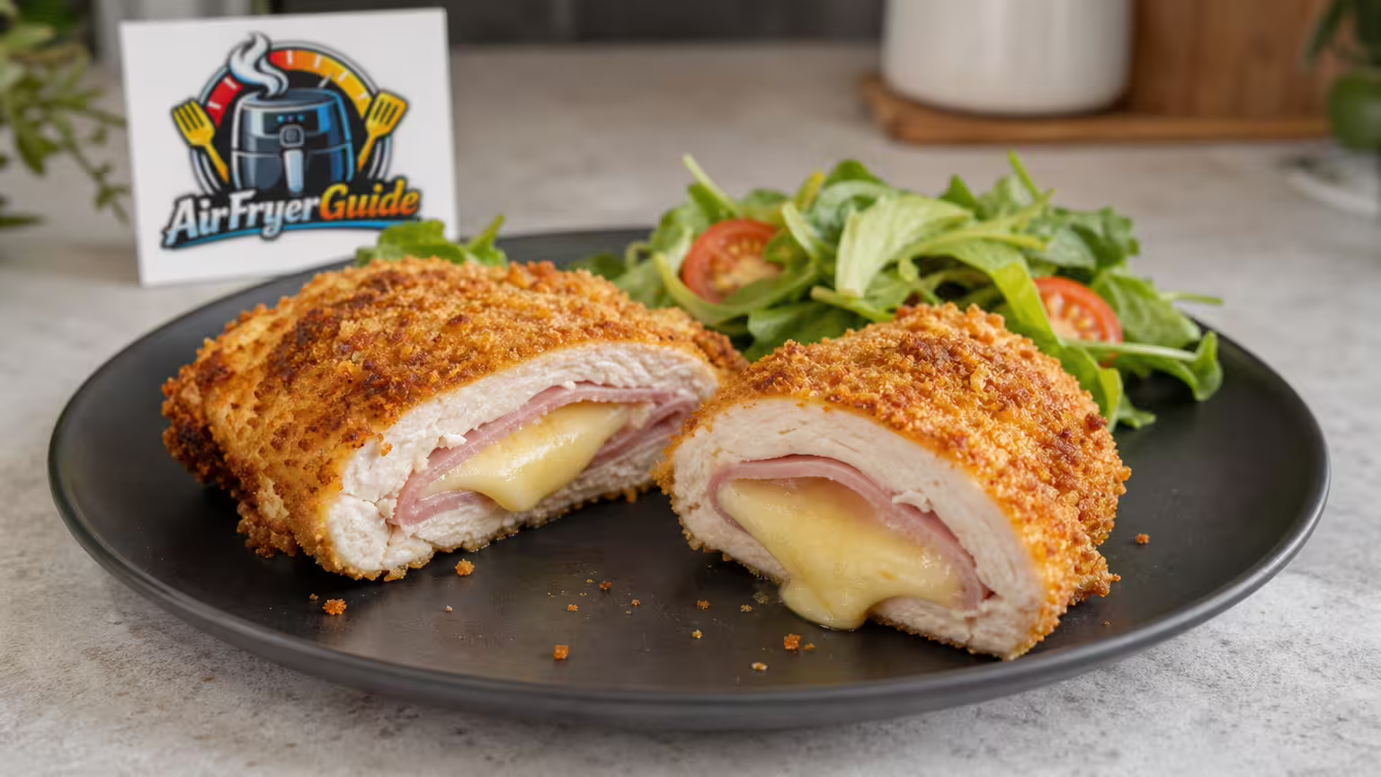 Hähnchen Cordon Bleu (TK) im Airfryer - Serviervorschlag