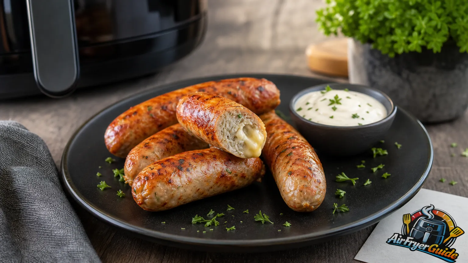 Hähnchen-Käsewürstchen im Airfryer
