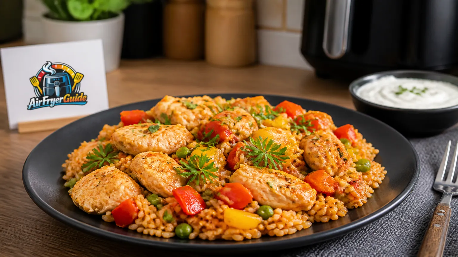 Hähnchen-Reis-Pfanne im Airfryer