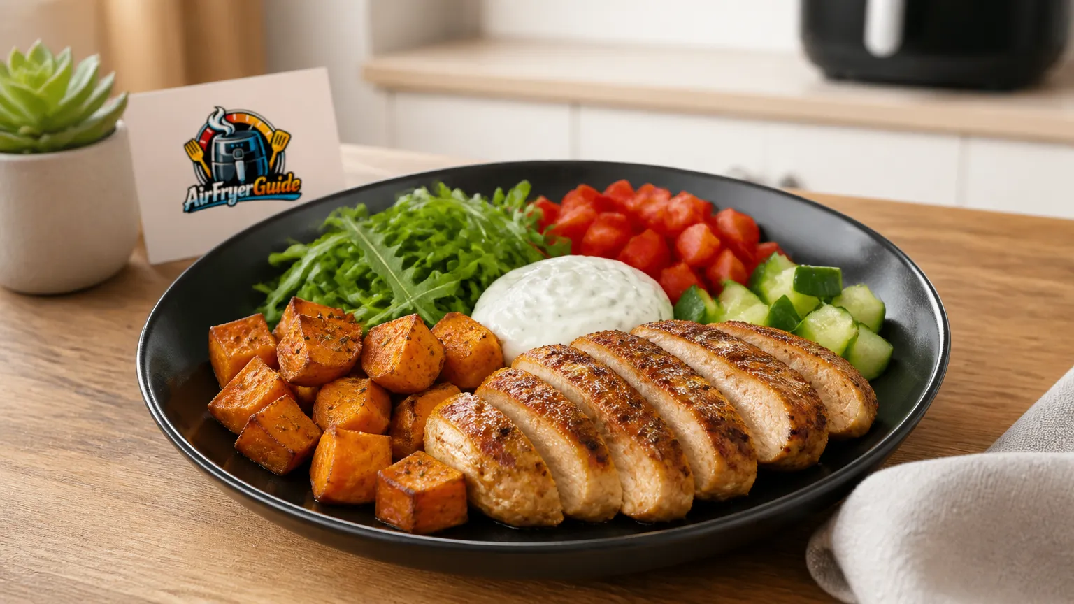 Hähnchen Süßkartoffel Bowl im Airfryer