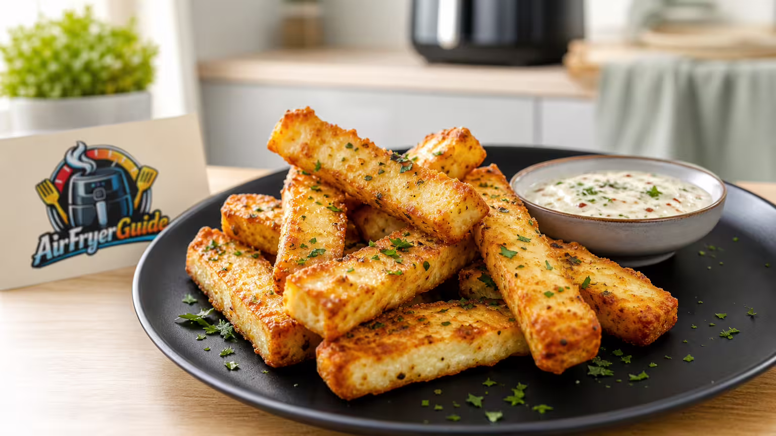 Halloumi Sticks im Airfryer - Serviervorschlag