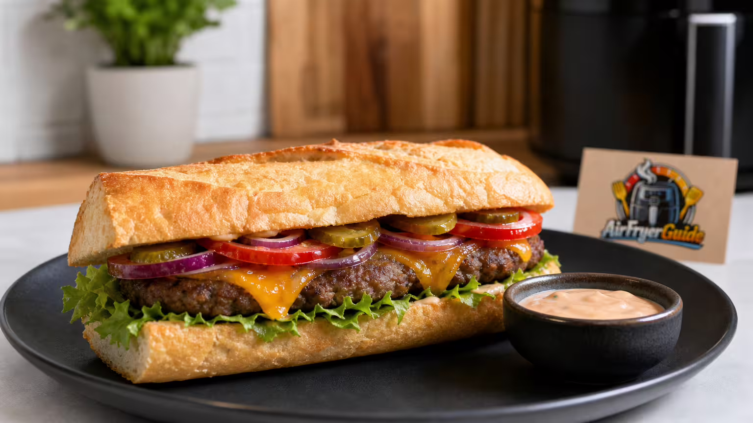 Hamburger Baguette im Airfryer