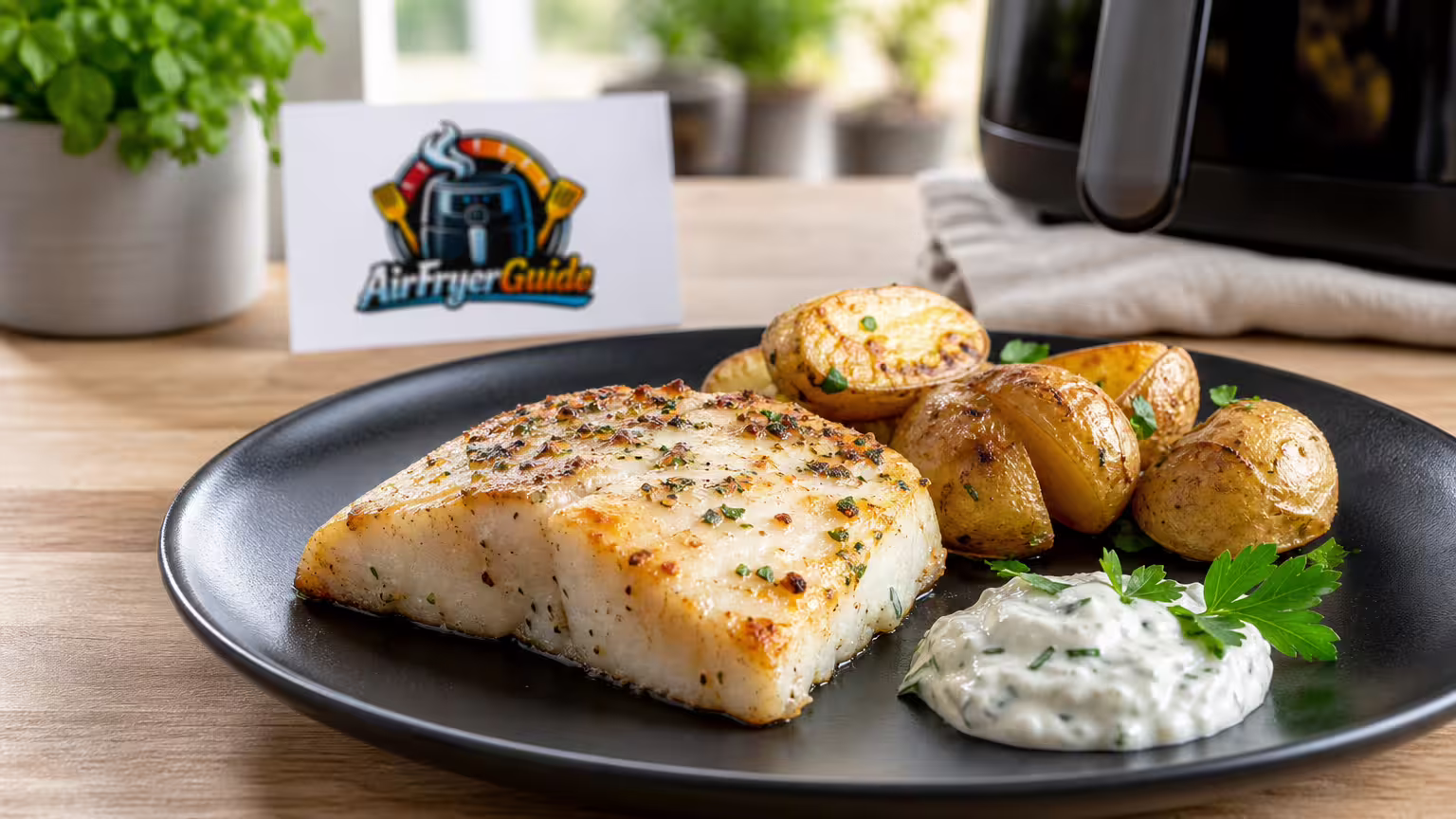 Heilbuttfilet im Airfryer - Serviervorschlag