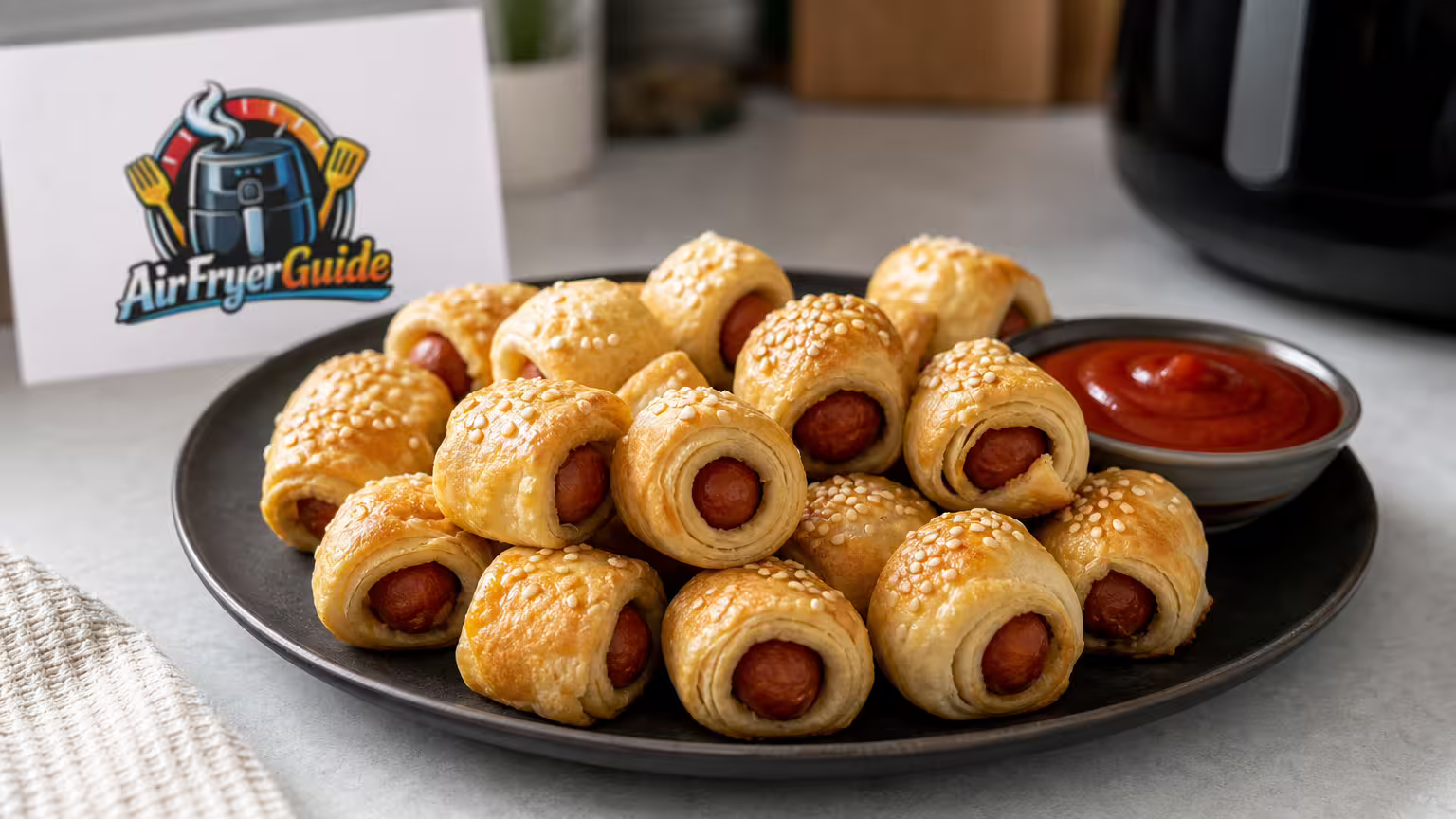 Hot Dog Bites im Airfryer - Serviervorschlag