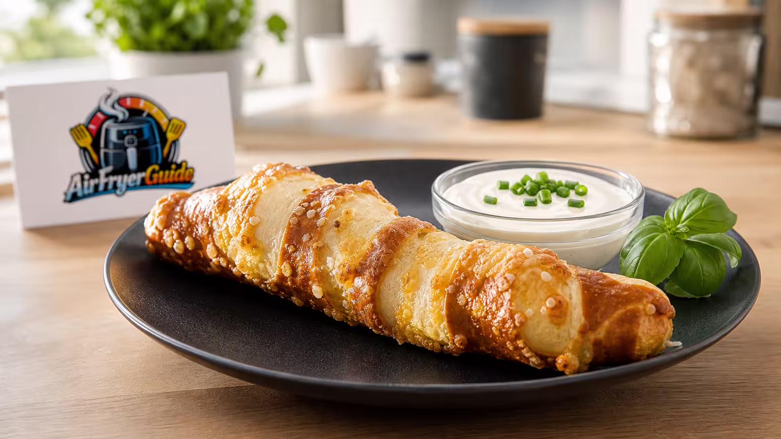 Käselaugenstange im Airfryer - Serviervorschlag