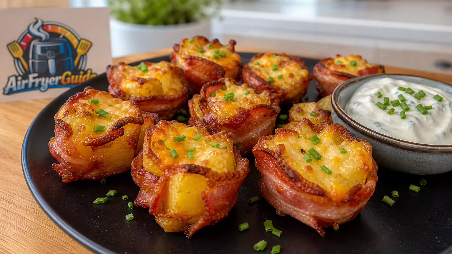 Kartoffel-Bacon-Bites im Airfryer - Serviervorschlag