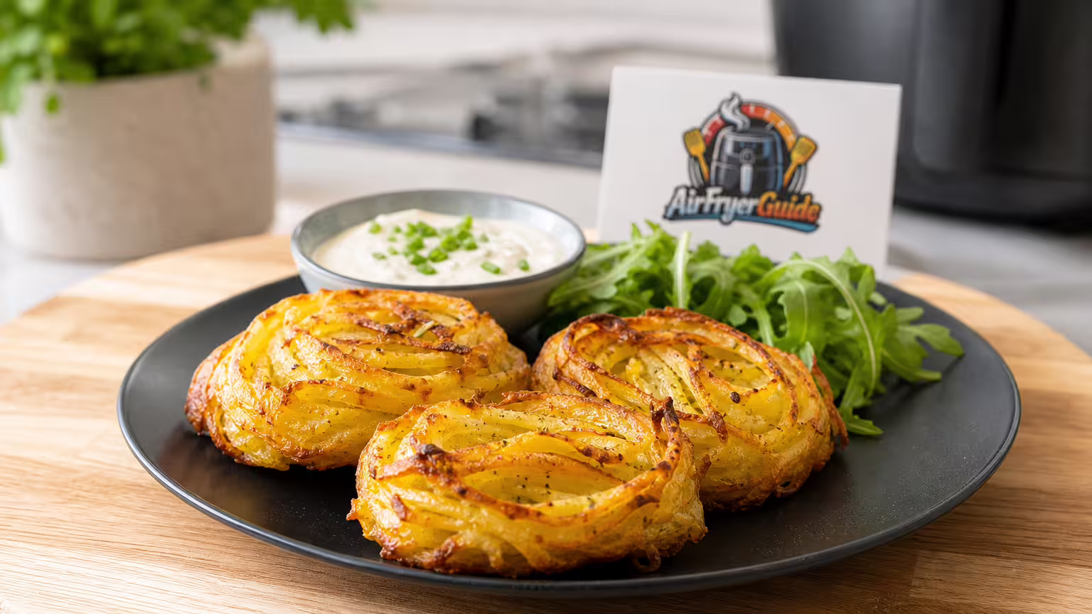 Kartoffelnester im Airfryer - Serviervorschlag