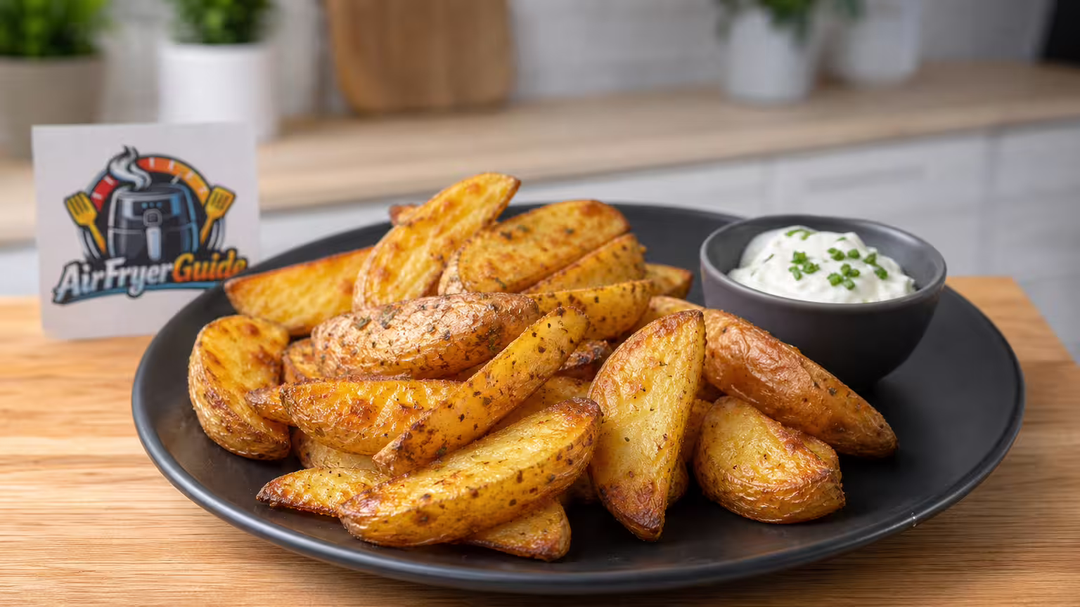 Kartoffelspalten mit Schale im Airfryer - Serviervorschlag
