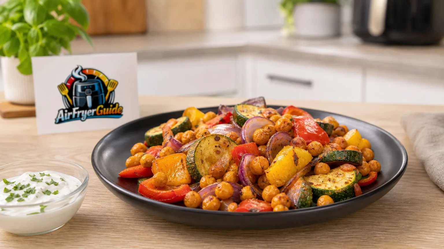 Kichererbsen Gemüse Pfanne im Airfryer