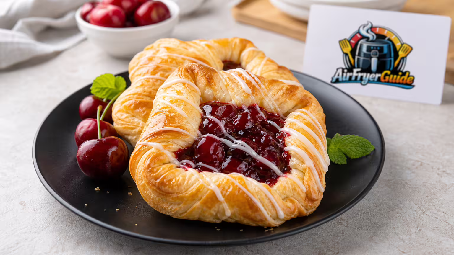 Kirschplunder im Airfryer - Serviervorschlag