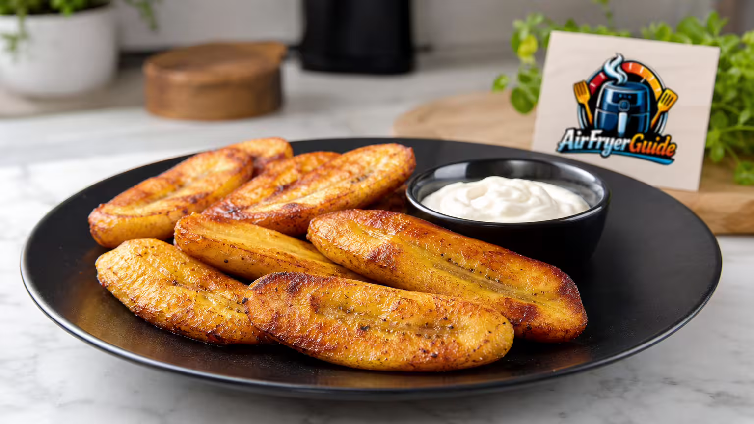 Kochbananen rösten im Airfryer - Serviervorschlag