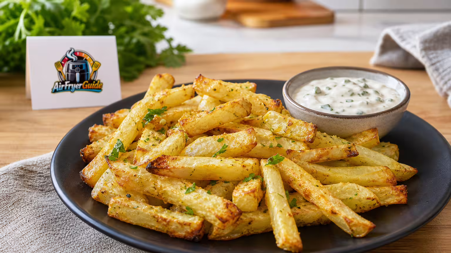 Kohlrabi Pommes im Airfryer - Serviervorschlag