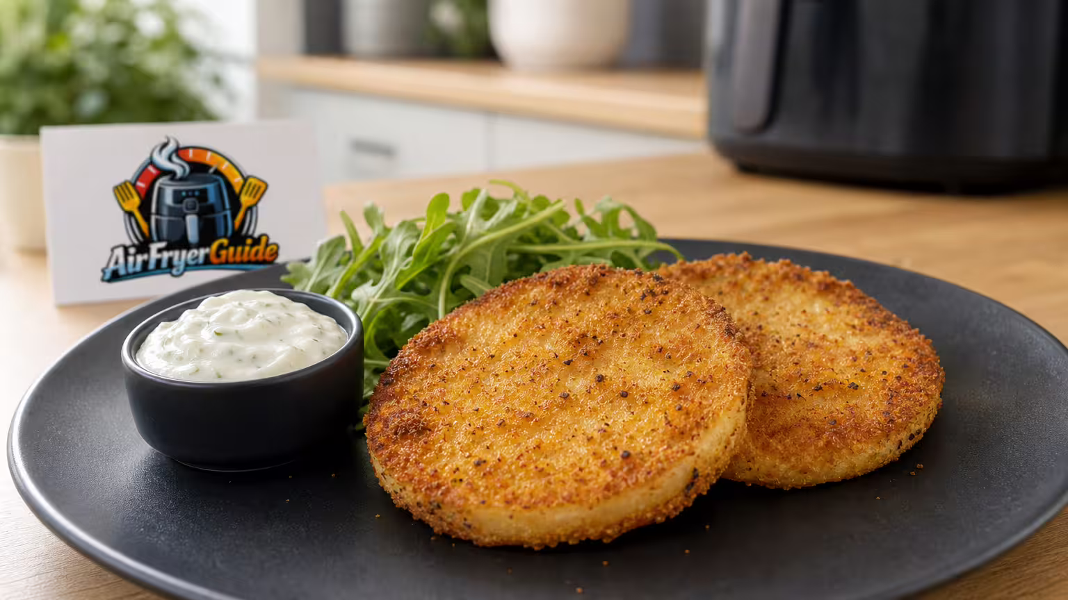 Kohlrabi-Schnitzel im Airfryer - Serviervorschlag