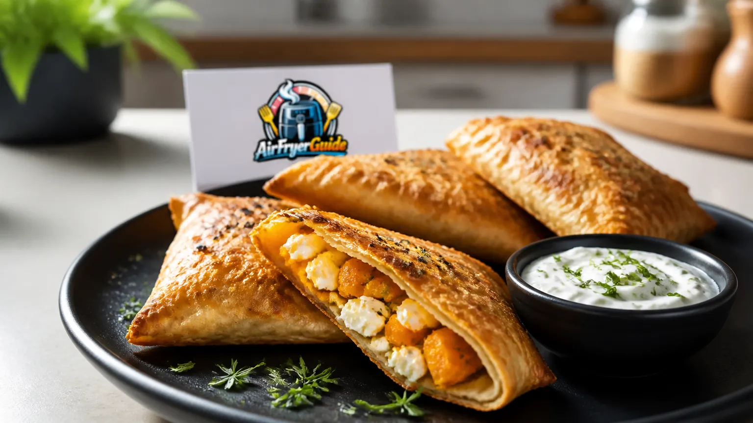 Kürbis-Feta-Taschen im Airfryer