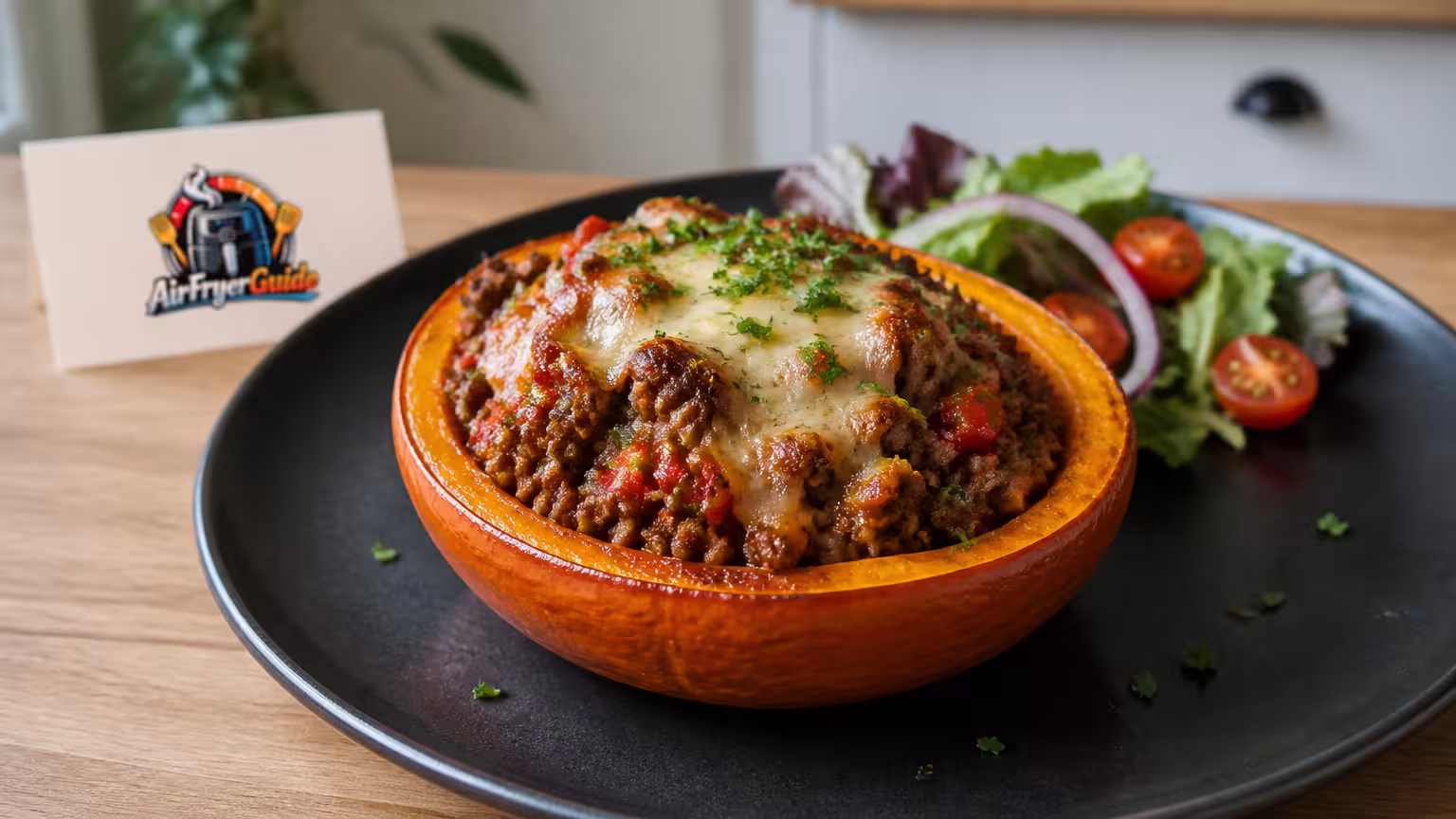 Kürbis mit Hackfleisch im Airfryer