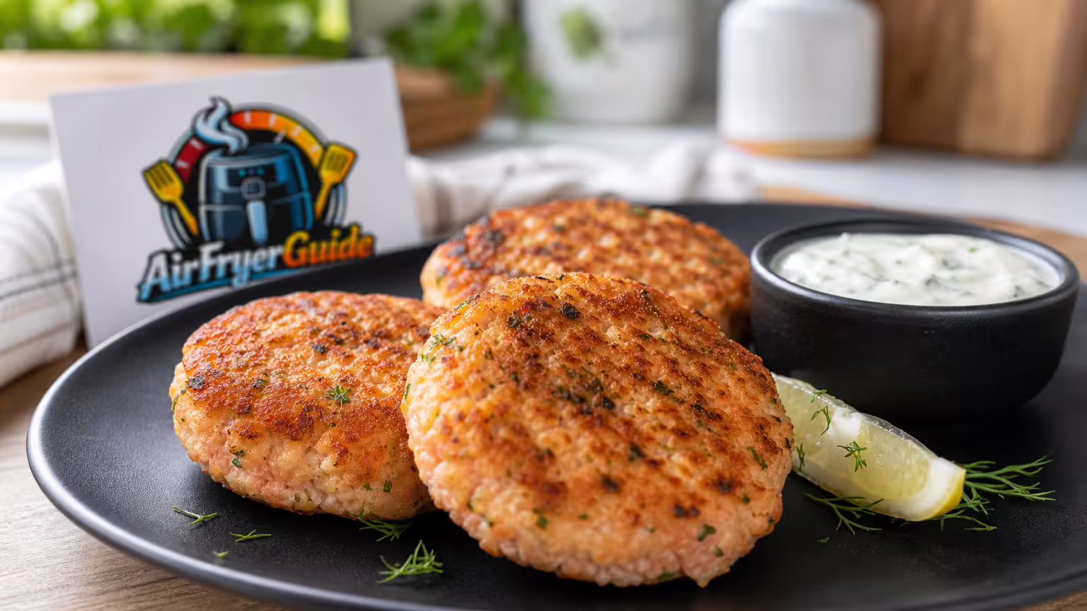 Lachsfrikadellen im Airfryer - Serviervorschlag