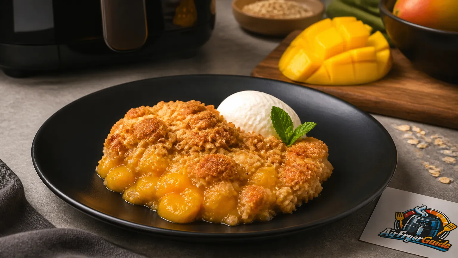 Mango-Crumble im Airfryer