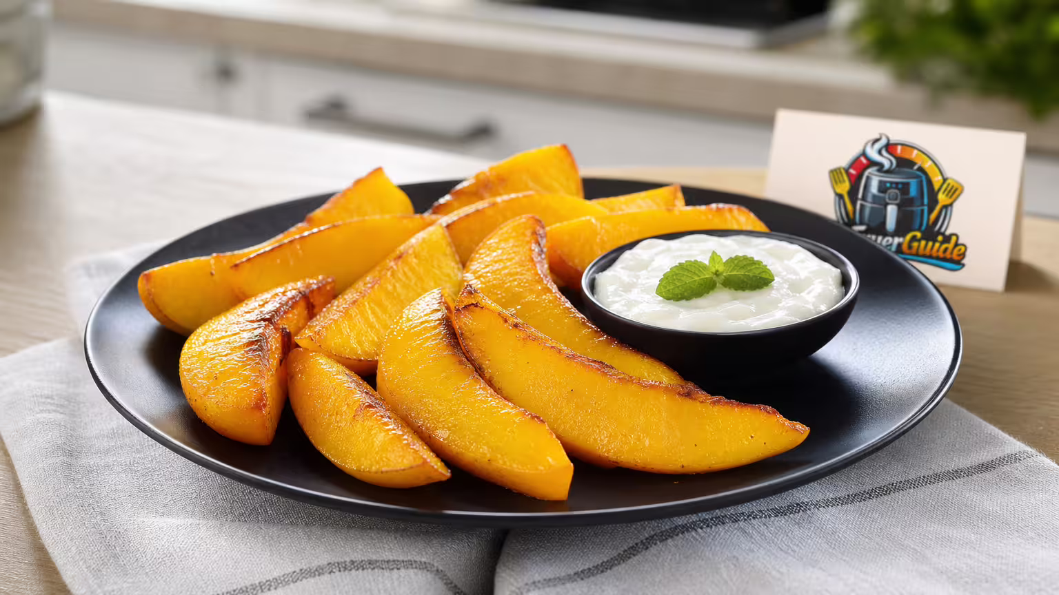 Mango Spalten im Airfryer - Serviervorschlag