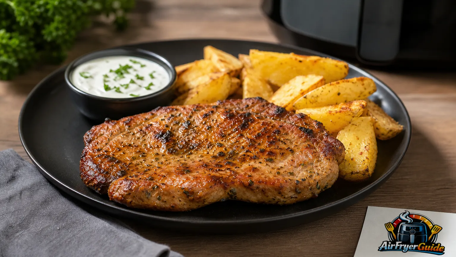 Mariniertes Schweinesteak im Airfryer