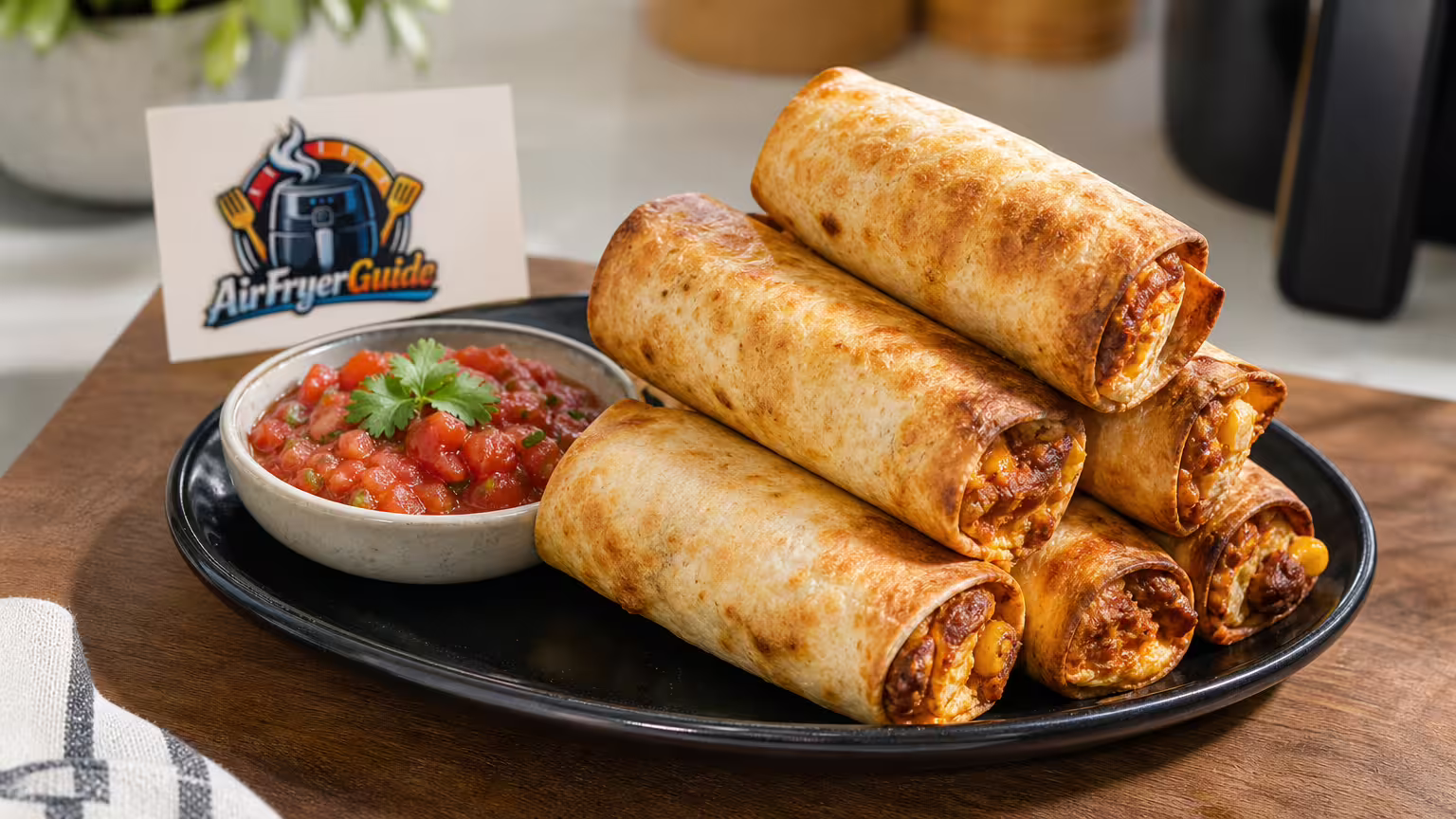 Mini Burritos im Airfryer - Serviervorschlag