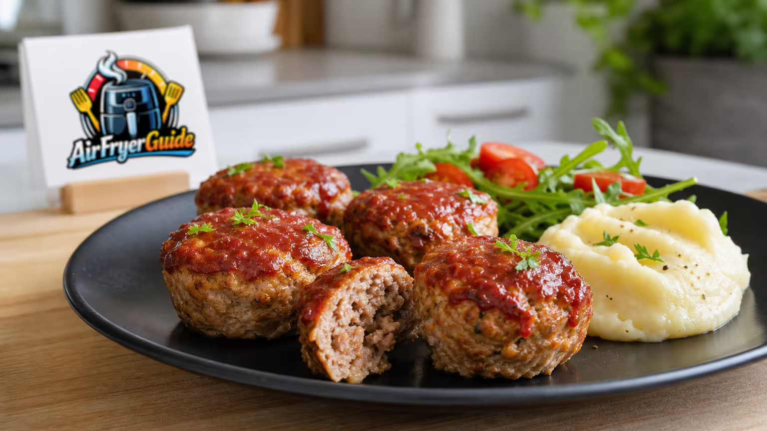 Mini-Hackbraten im Muffinblech im Airfryer - Serviervorschlag