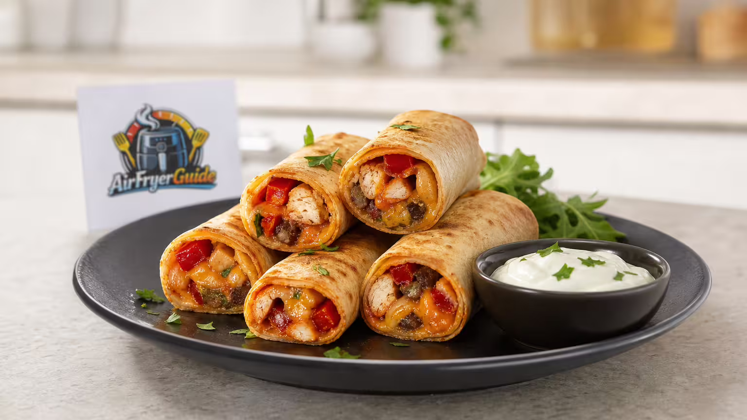Mini Wraps im Airfryer - Serviervorschlag